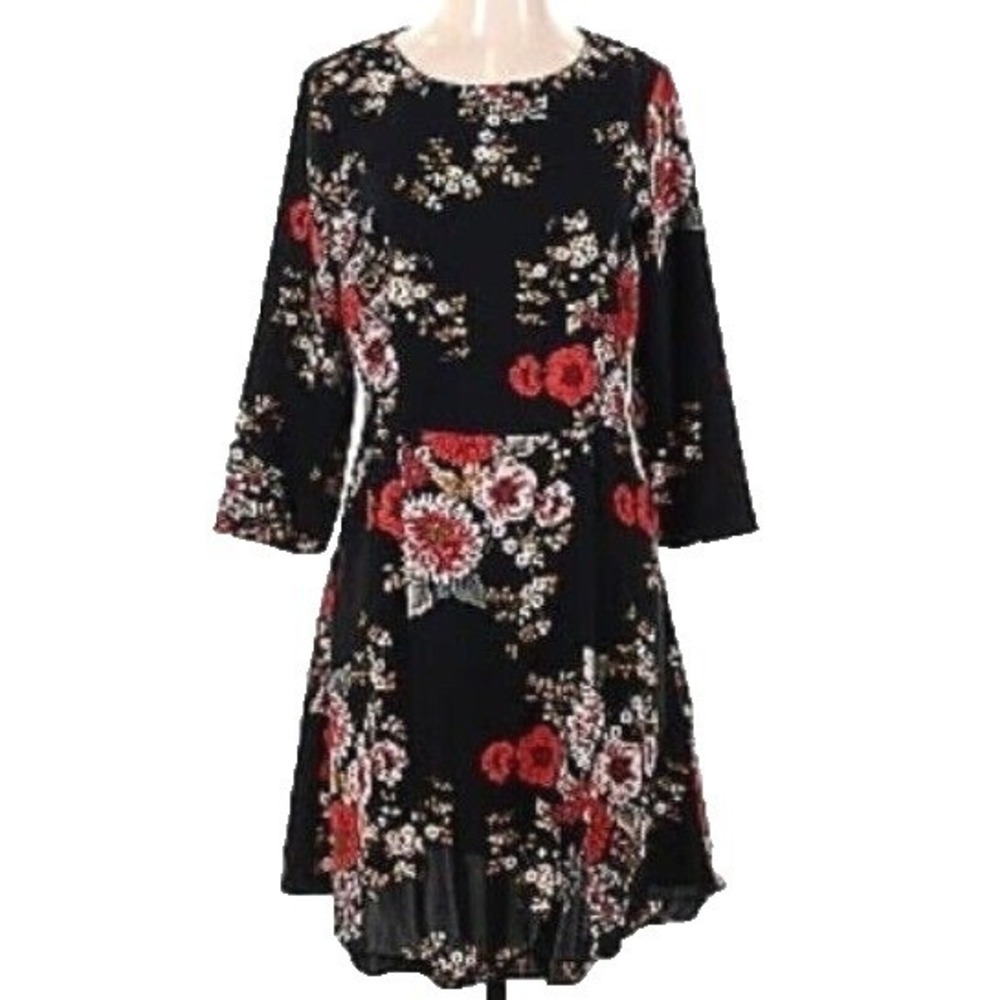Nicole Miller Dark Floral Pockets Dress Womens 8 Fairygoth Black Red NWT $119